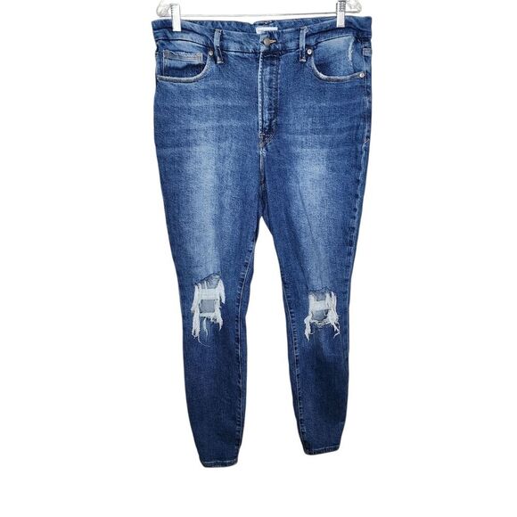 Good American ~ Good Waist High Rise Distressed Skinny Jeans Size 15 - Picture 4 of 11